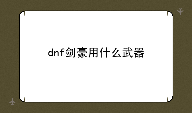 dnf剑豪用什么武器