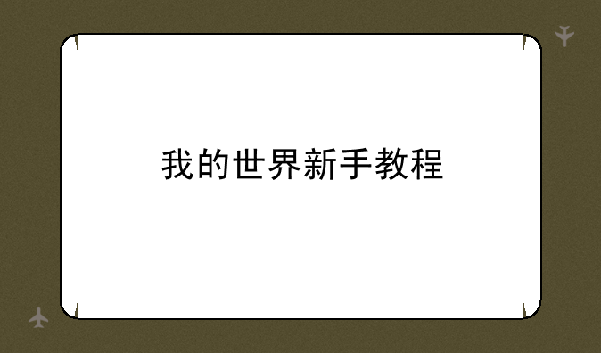 我的世界新手教程