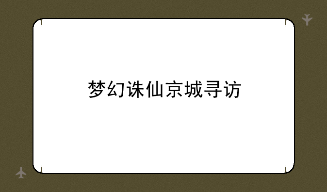 梦幻诛仙京城寻访