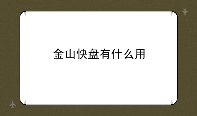 金山快盘有什么用