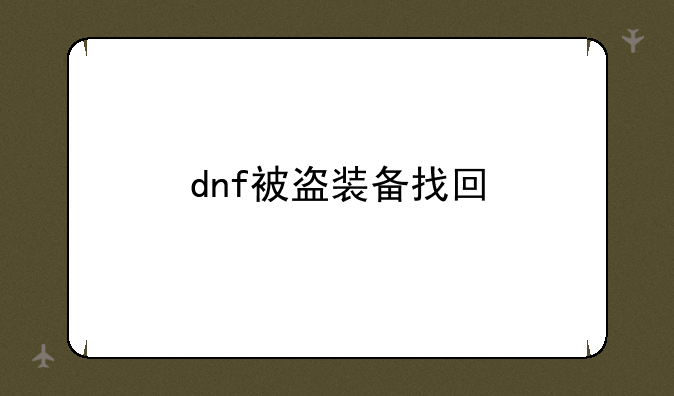 dnf被盗装备找回