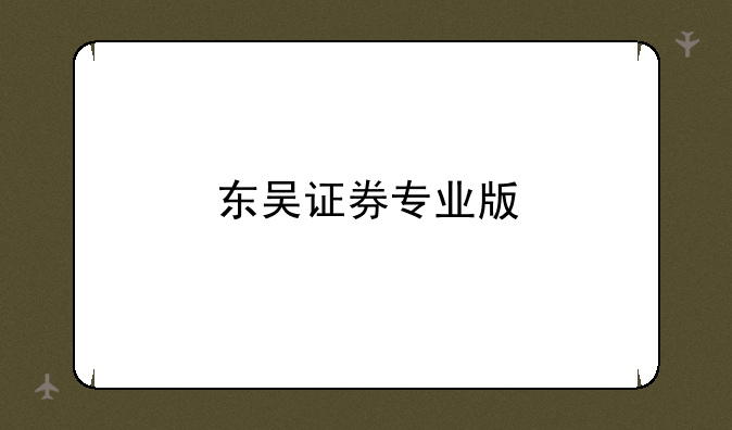 东吴证券专业版