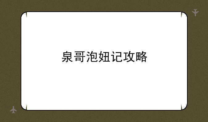泉哥泡妞记攻略