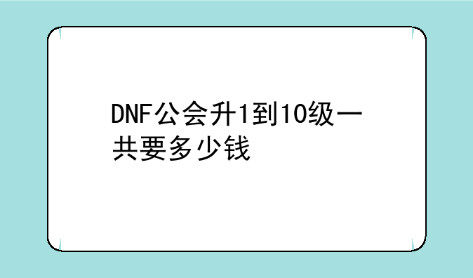 DNF公会升1到10级一共要多少钱