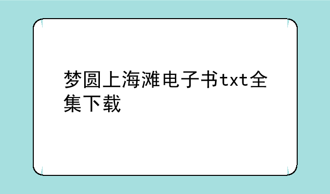梦圆上海滩电子书txt全集下载