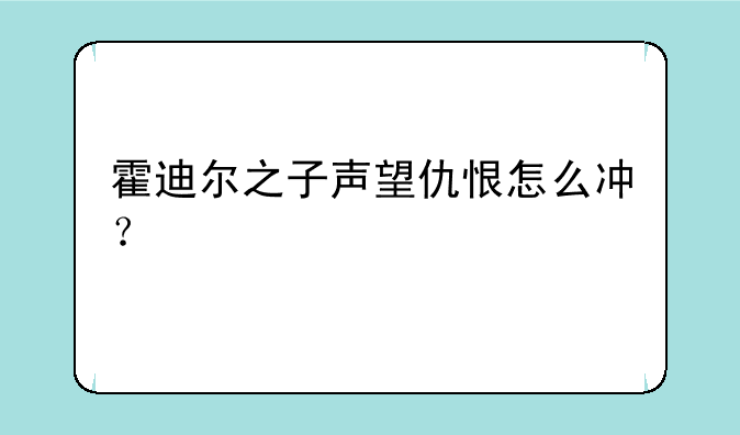 霍迪尔之子声望仇恨怎么冲？