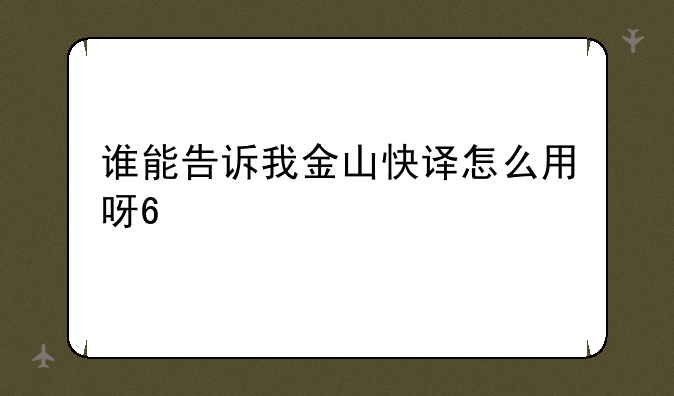 谁能告诉我金山快译怎么用呀??