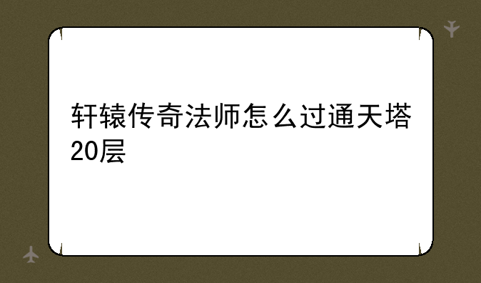 轩辕传奇法师怎么过通天塔20层