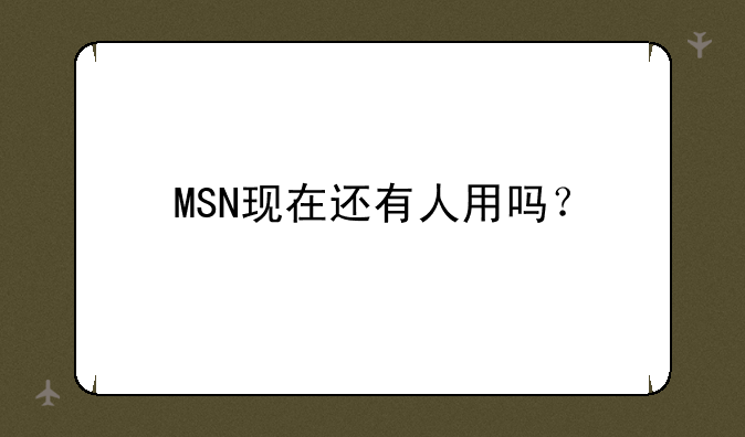 MSN现在还有人用吗？