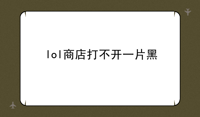 lol商店打不开一片黑