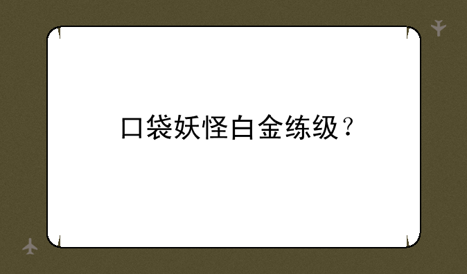 口袋妖怪白金练级？