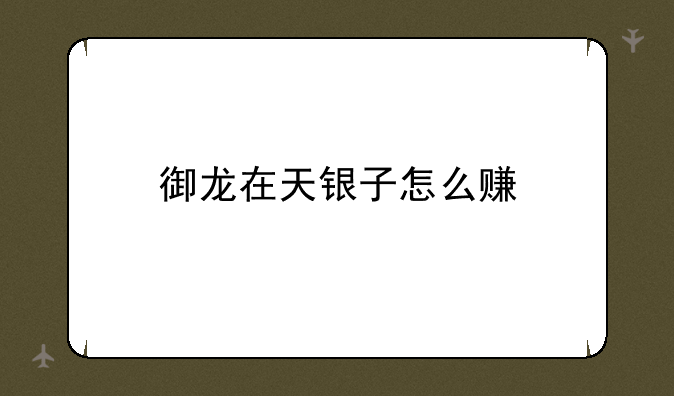 御龙在天银子怎么赚