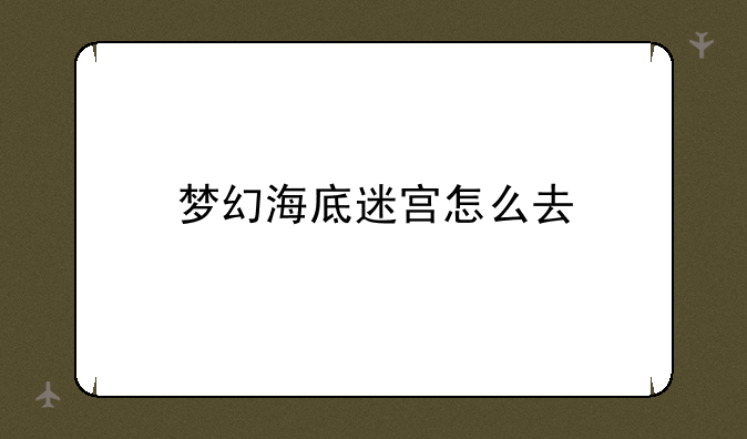 梦幻海底迷宫怎么去