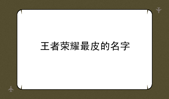 王者荣耀最皮的名字