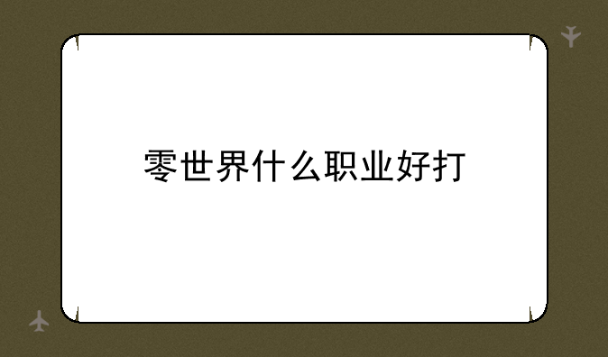 零世界什么职业好打