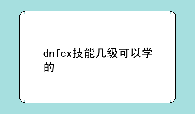 dnfex技能几级可以学的