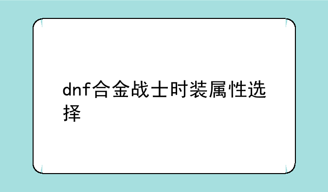 dnf合金战士时装属性选择