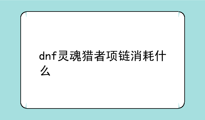 dnf灵魂猎者项链消耗什么