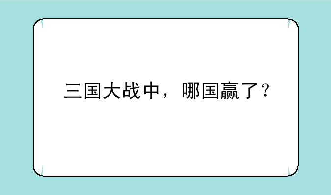 三国大战中，哪国赢了？