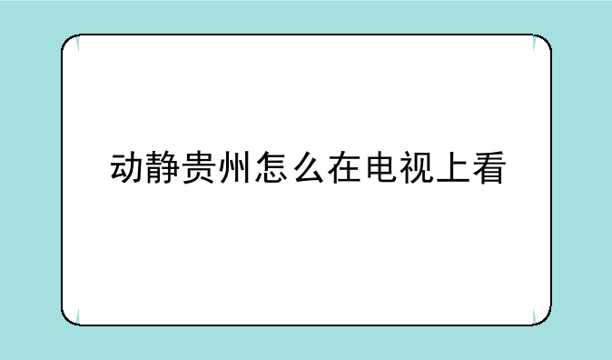 动静贵州怎么在电视上看