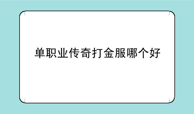 单职业传奇打金服哪个好