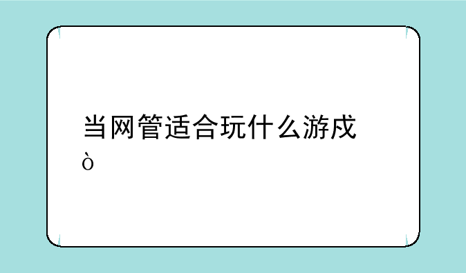 当网管适合玩什么游戏？