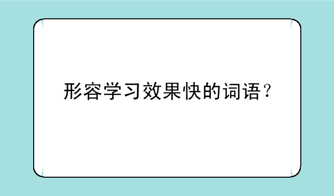 形容学习效果快的词语？