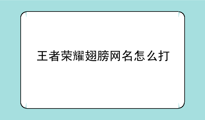 王者荣耀翅膀网名怎么打
