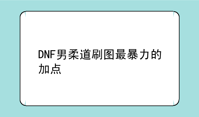 DNF男柔道刷图最暴力的加点