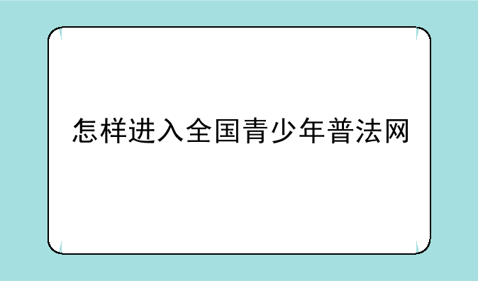 怎样进入全国青少年普法网