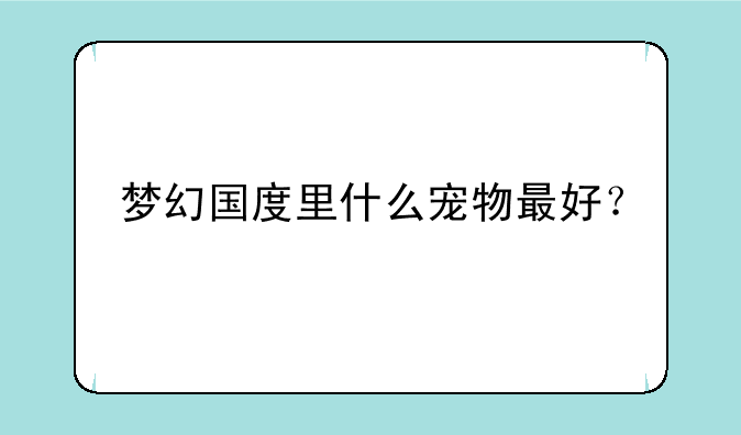 梦幻国度里什么宠物最好？