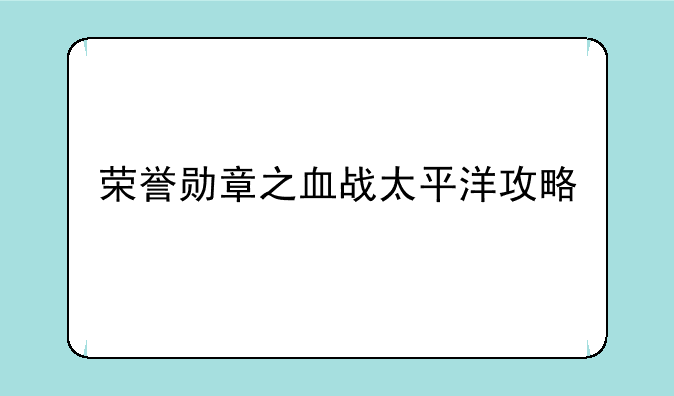 荣誉勋章之血战太平洋攻略