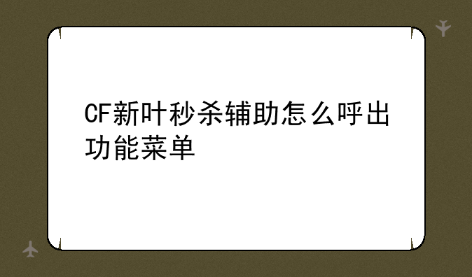 CF新叶秒杀辅助怎么呼出功能菜单