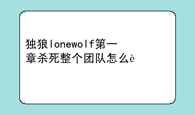 独狼lonewolf第一章杀死整个团队怎么过关