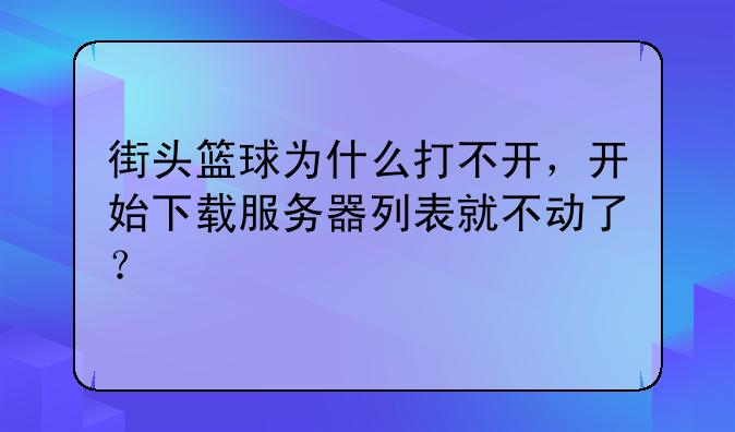 街头篮球为什么打不开，开始下载服务器列表就不动了？