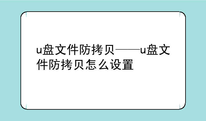 u盘文件防拷贝——u盘文件防拷贝怎么设置