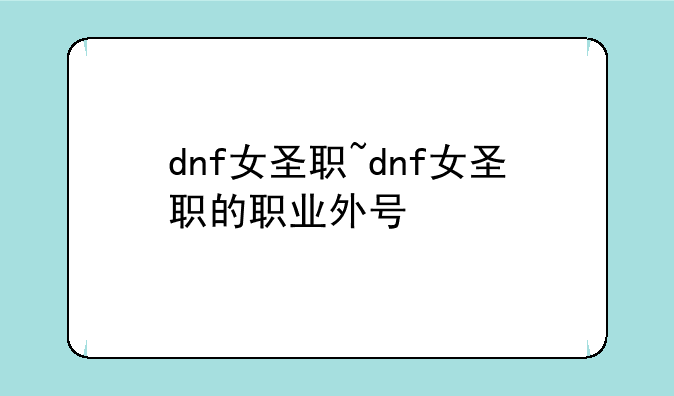 dnf女圣职~dnf女圣职的职业外号