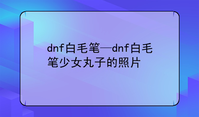 dnf白毛笔—dnf白毛笔少女丸子的照片