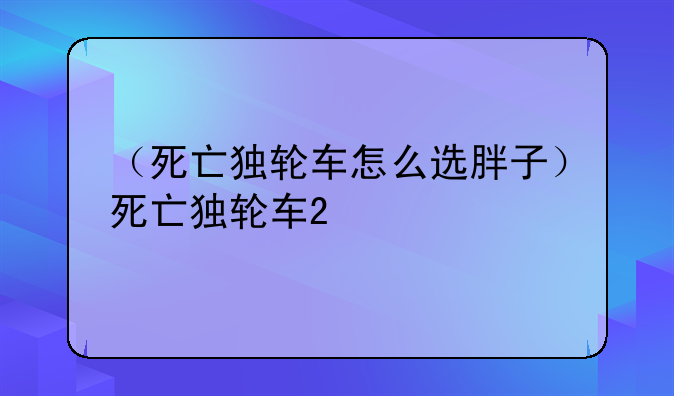 （死亡独轮车怎么选胖子）死亡独轮车2