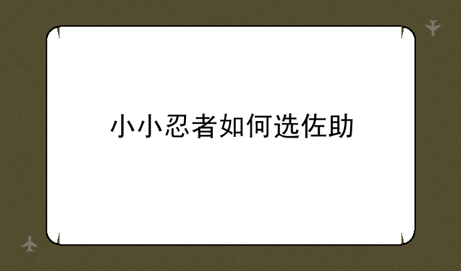 小小忍者如何选佐助