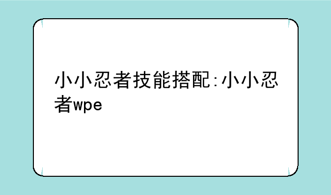 小小忍者技能搭配:小小忍者wpe