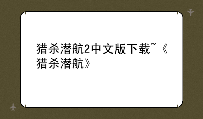 猎杀潜航2中文版下载~《猎杀潜航》
