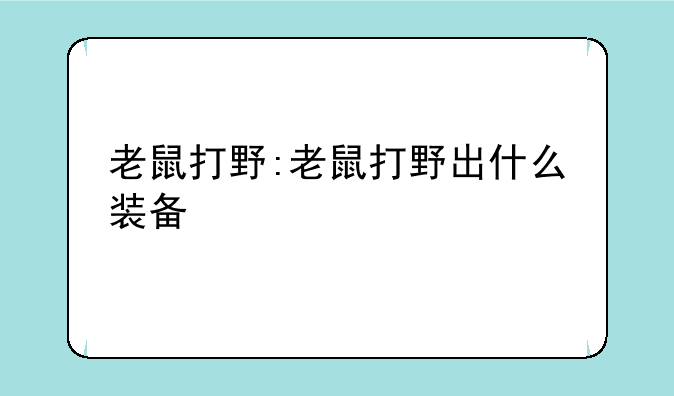老鼠打野:老鼠打野出什么装备