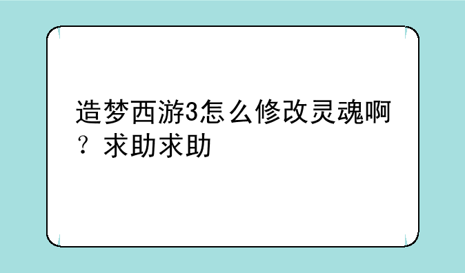 造梦西游3怎么修改灵魂啊？求助求助